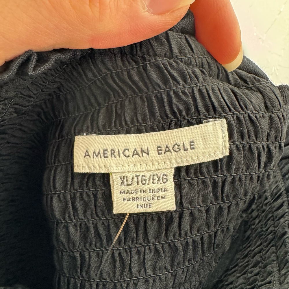 American Eagle Outfitters Smocked Black Top - Picture 7 of 8